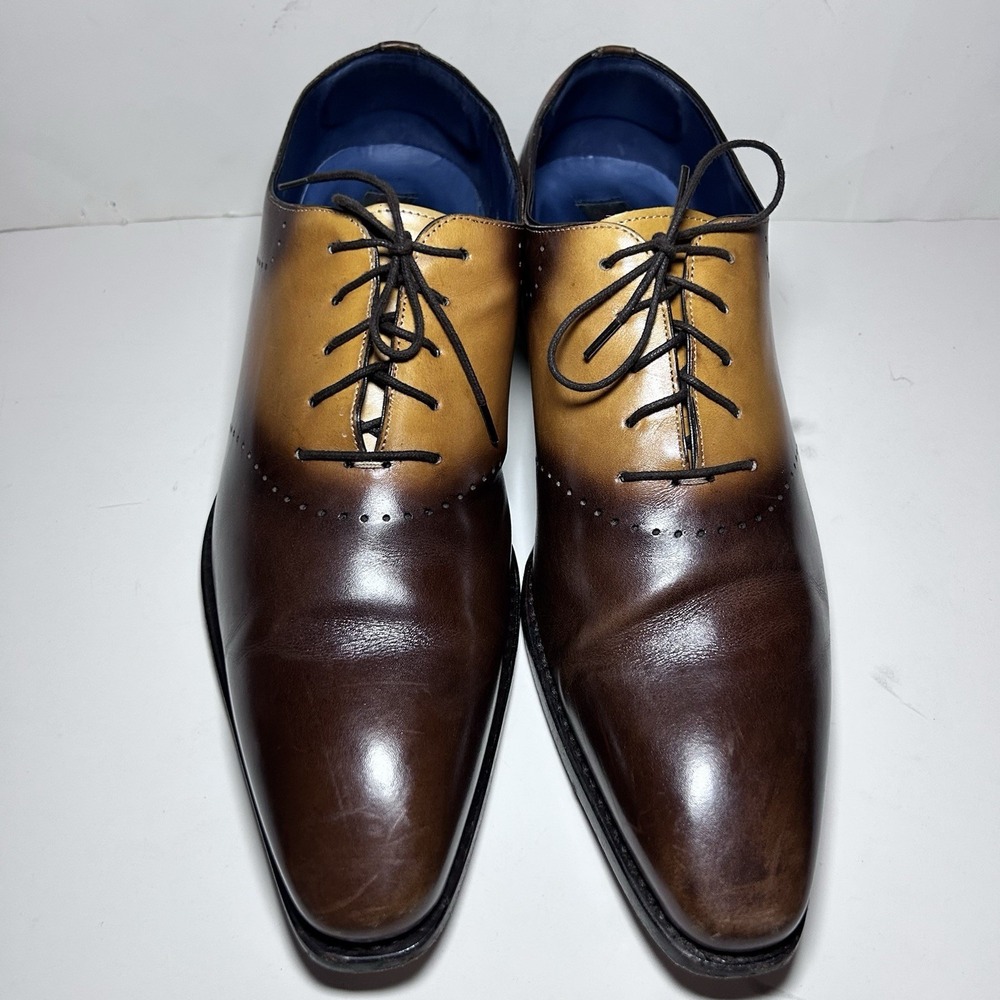 Mezlan "Renato" Brown Multi Genuine Calfskin Oxfords Men's 12M Made In Spain